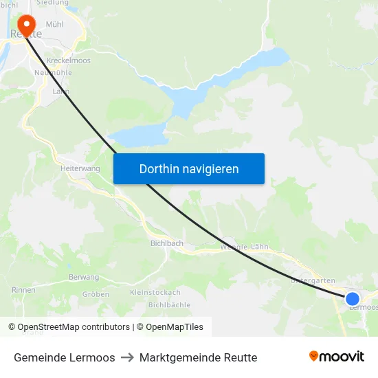 Gemeinde Lermoos to Marktgemeinde Reutte map