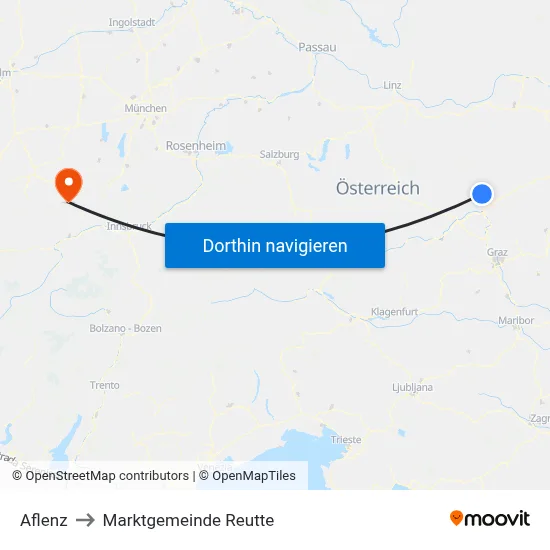 Aflenz to Marktgemeinde Reutte map