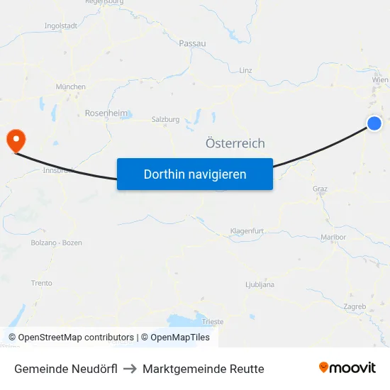 Gemeinde Neudörfl to Marktgemeinde Reutte map