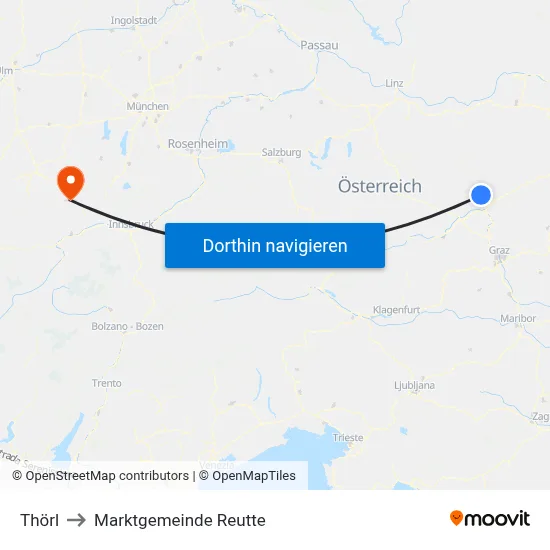 Thörl to Marktgemeinde Reutte map