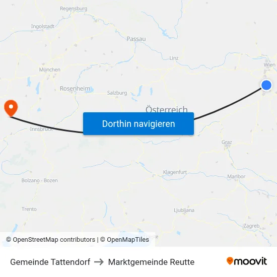 Gemeinde Tattendorf to Marktgemeinde Reutte map