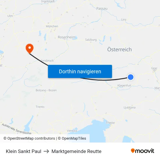 Klein Sankt Paul to Marktgemeinde Reutte map