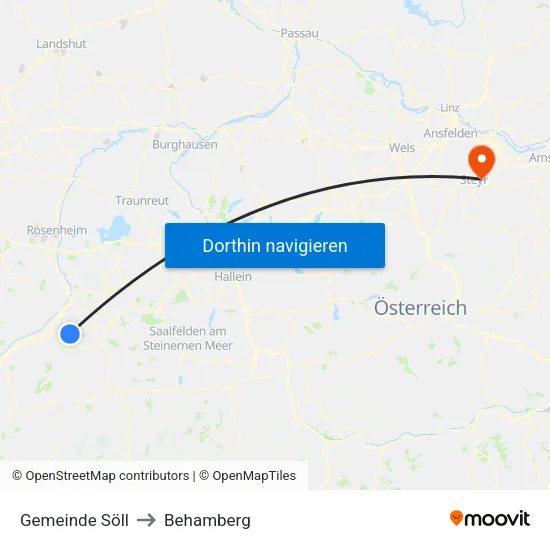 Gemeinde Söll to Behamberg map