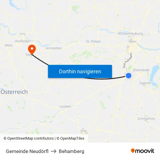 Gemeinde Neudörfl to Behamberg map