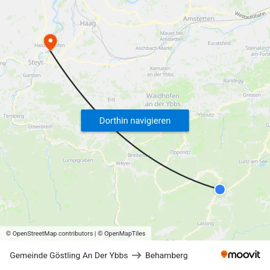 Gemeinde Göstling An Der Ybbs to Behamberg map