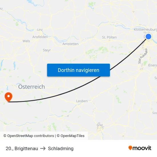 20., Brigittenau to Schladming map