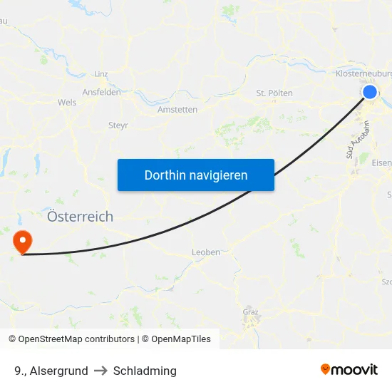 9., Alsergrund to Schladming map