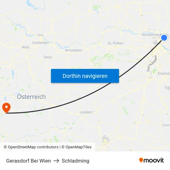 Gerasdorf Bei Wien to Schladming map