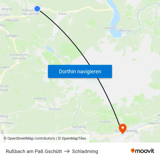 Rußbach am Paß Gschütt to Schladming map