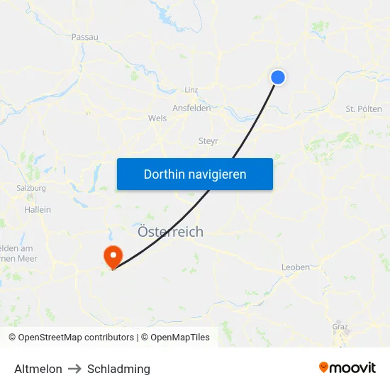 Altmelon to Schladming map