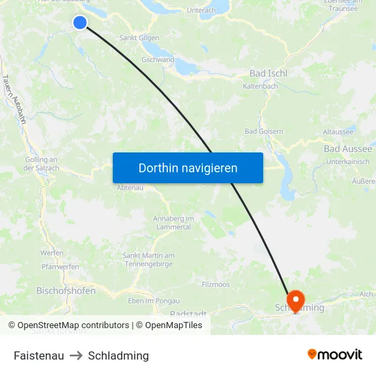 Faistenau to Schladming map