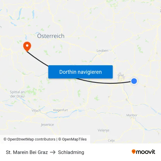 St. Marein Bei Graz to Schladming map