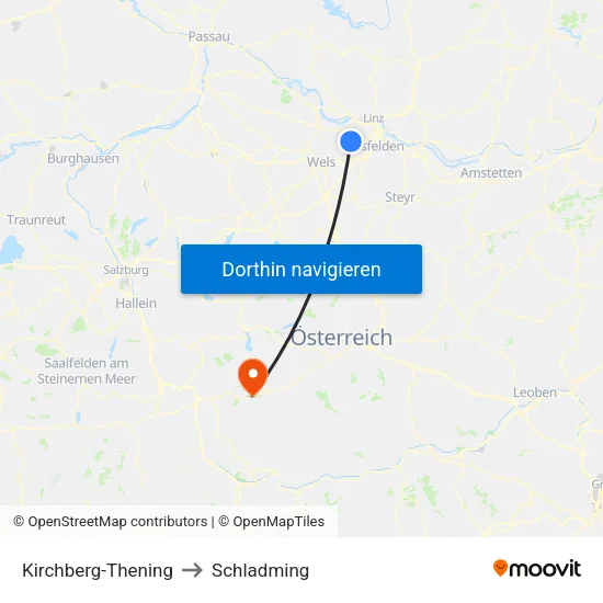 Kirchberg-Thening to Schladming map