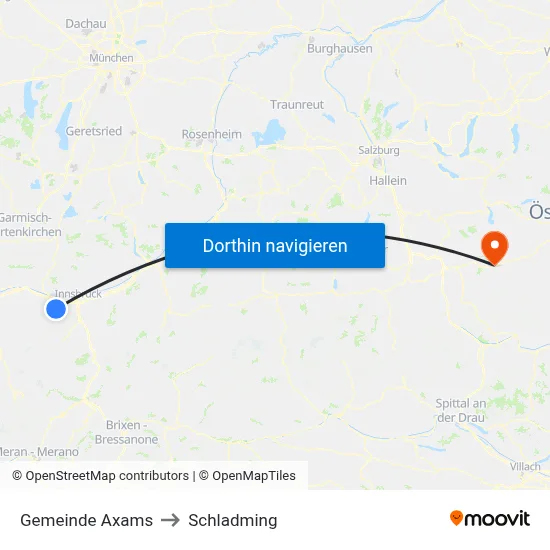 Gemeinde Axams to Schladming map