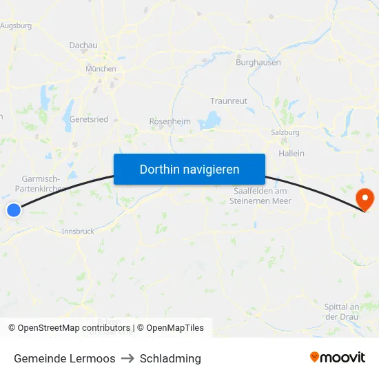Gemeinde Lermoos to Schladming map