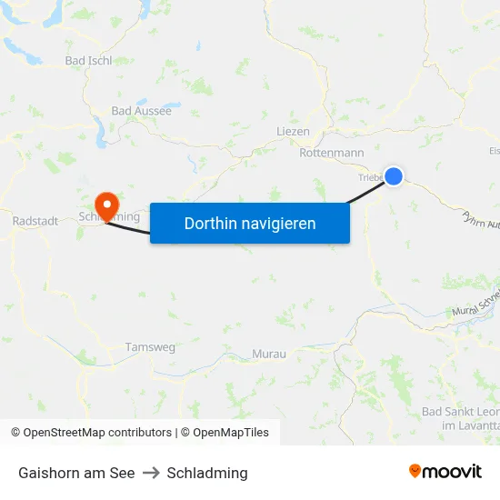 Gaishorn am See to Schladming map