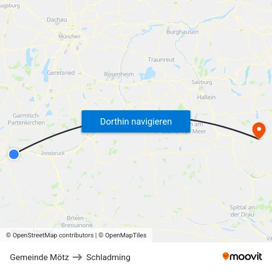 Gemeinde Mötz to Schladming map