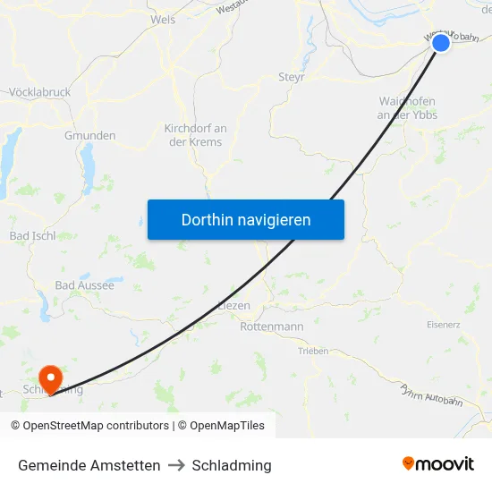 Gemeinde Amstetten to Schladming map