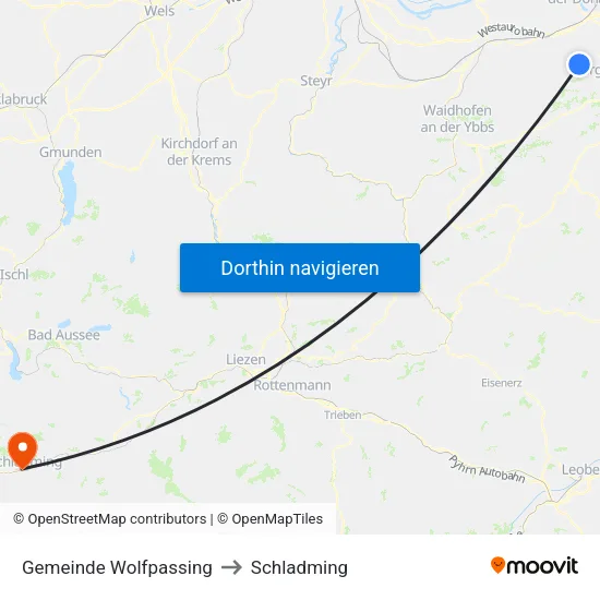 Gemeinde Wolfpassing to Schladming map