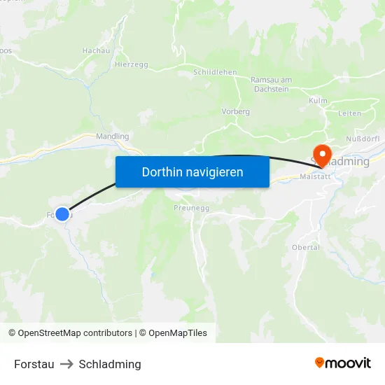 Forstau to Schladming map