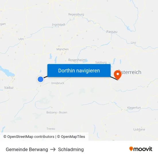 Gemeinde Berwang to Schladming map