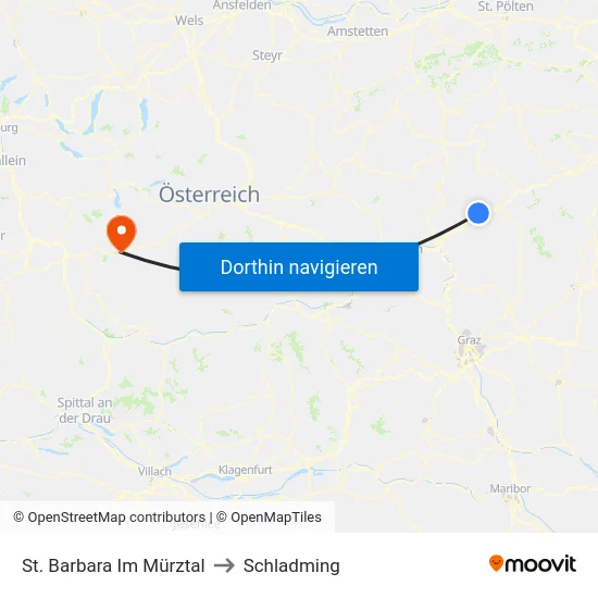St. Barbara Im Mürztal to Schladming map