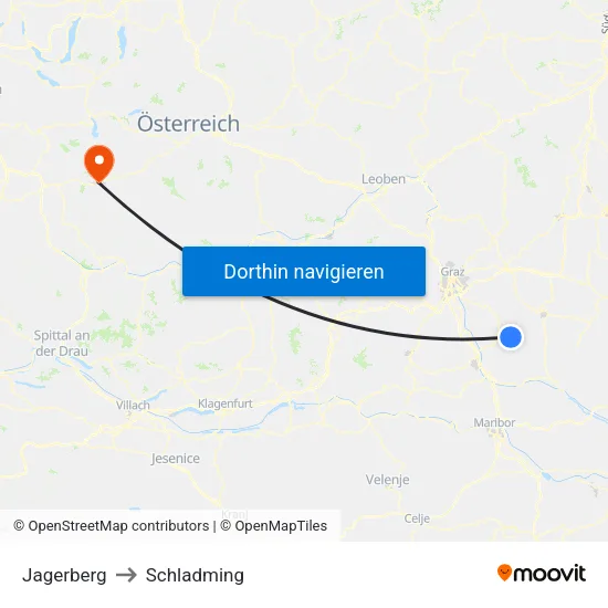 Jagerberg to Schladming map