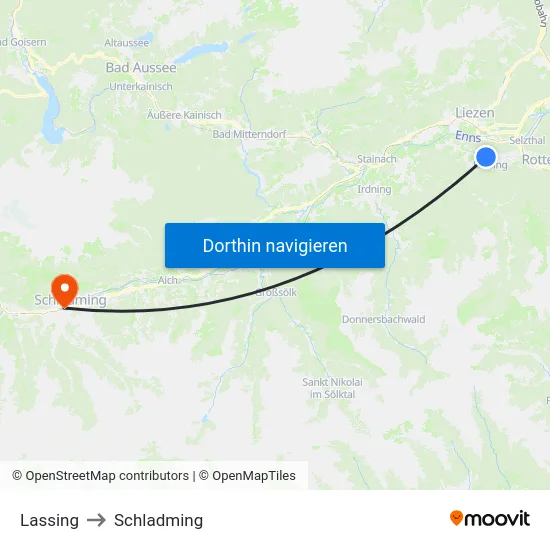 Lassing to Schladming map