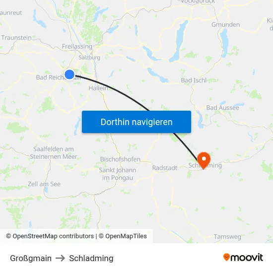 Großgmain to Schladming map