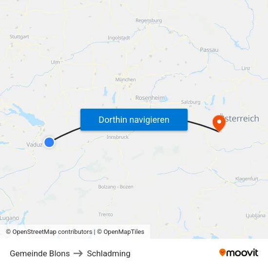 Gemeinde Blons to Schladming map