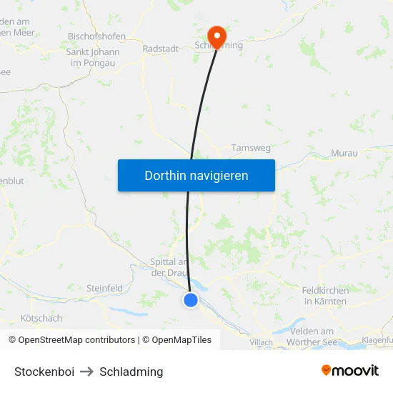 Stockenboi to Schladming map