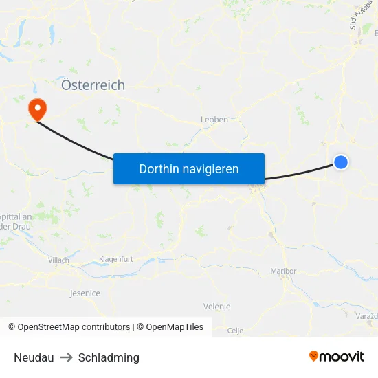 Neudau to Schladming map