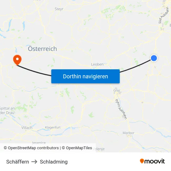 Schäffern to Schladming map