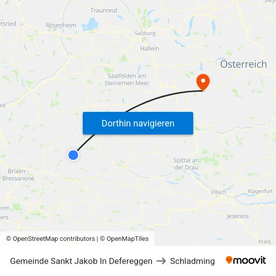 Gemeinde Sankt Jakob In Defereggen to Schladming map