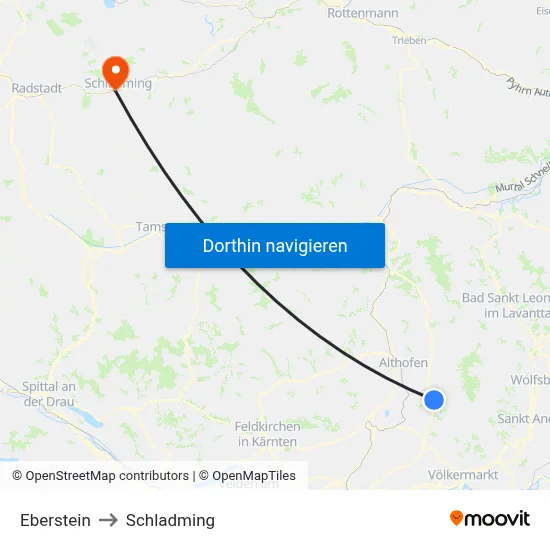 Eberstein to Schladming map