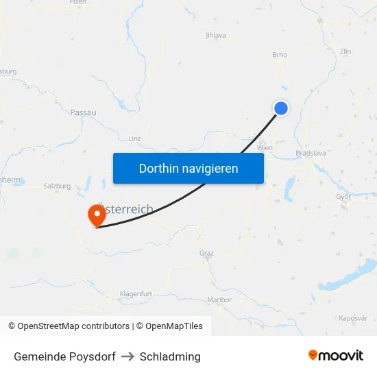 Gemeinde Poysdorf to Schladming map