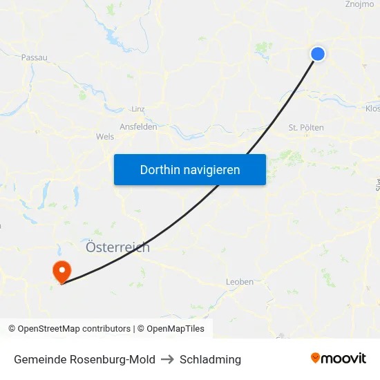 Gemeinde Rosenburg-Mold to Schladming map