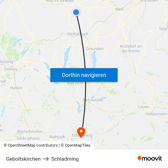 Geboltskirchen to Schladming map