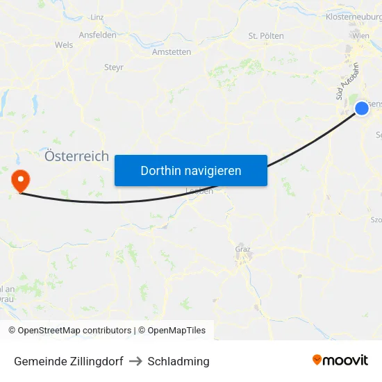 Gemeinde Zillingdorf to Schladming map