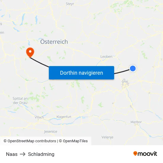 Naas to Schladming map