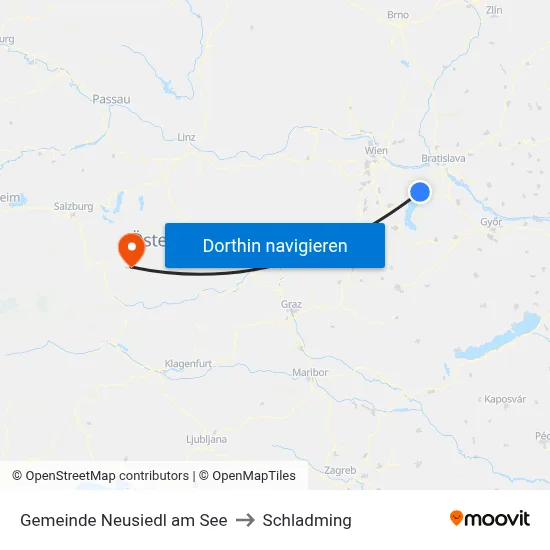 Gemeinde Neusiedl am See to Schladming map