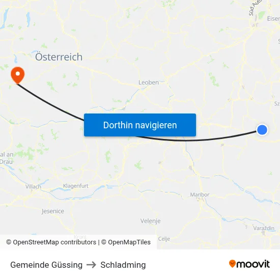 Gemeinde Güssing to Schladming map