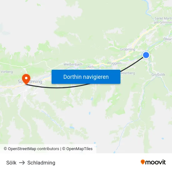 Sölk to Schladming map