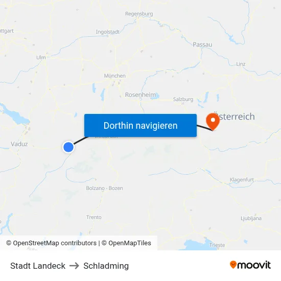 Stadt Landeck to Schladming map