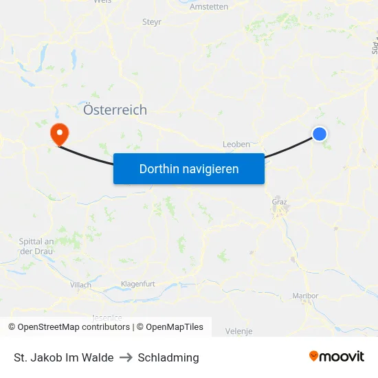 St. Jakob Im Walde to Schladming map