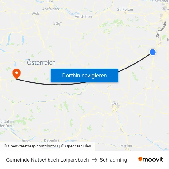 Gemeinde Natschbach-Loipersbach to Schladming map