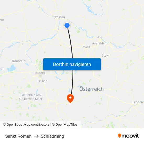 Sankt Roman to Schladming map