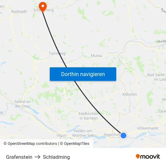 Grafenstein to Schladming map