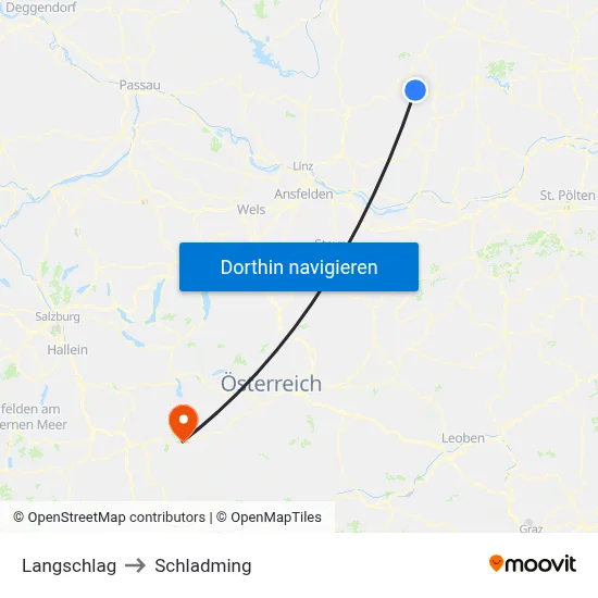 Langschlag to Schladming map