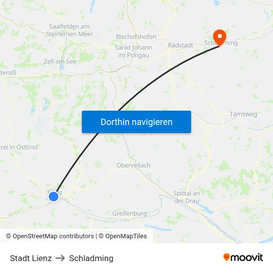 Stadt Lienz to Schladming map